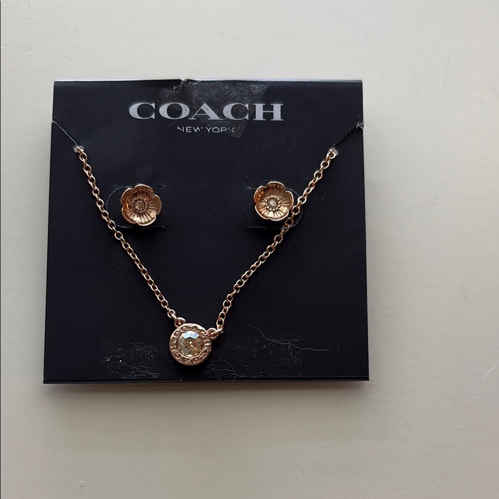 Coach Gold Necklace and earrings Elegant Jewelry
